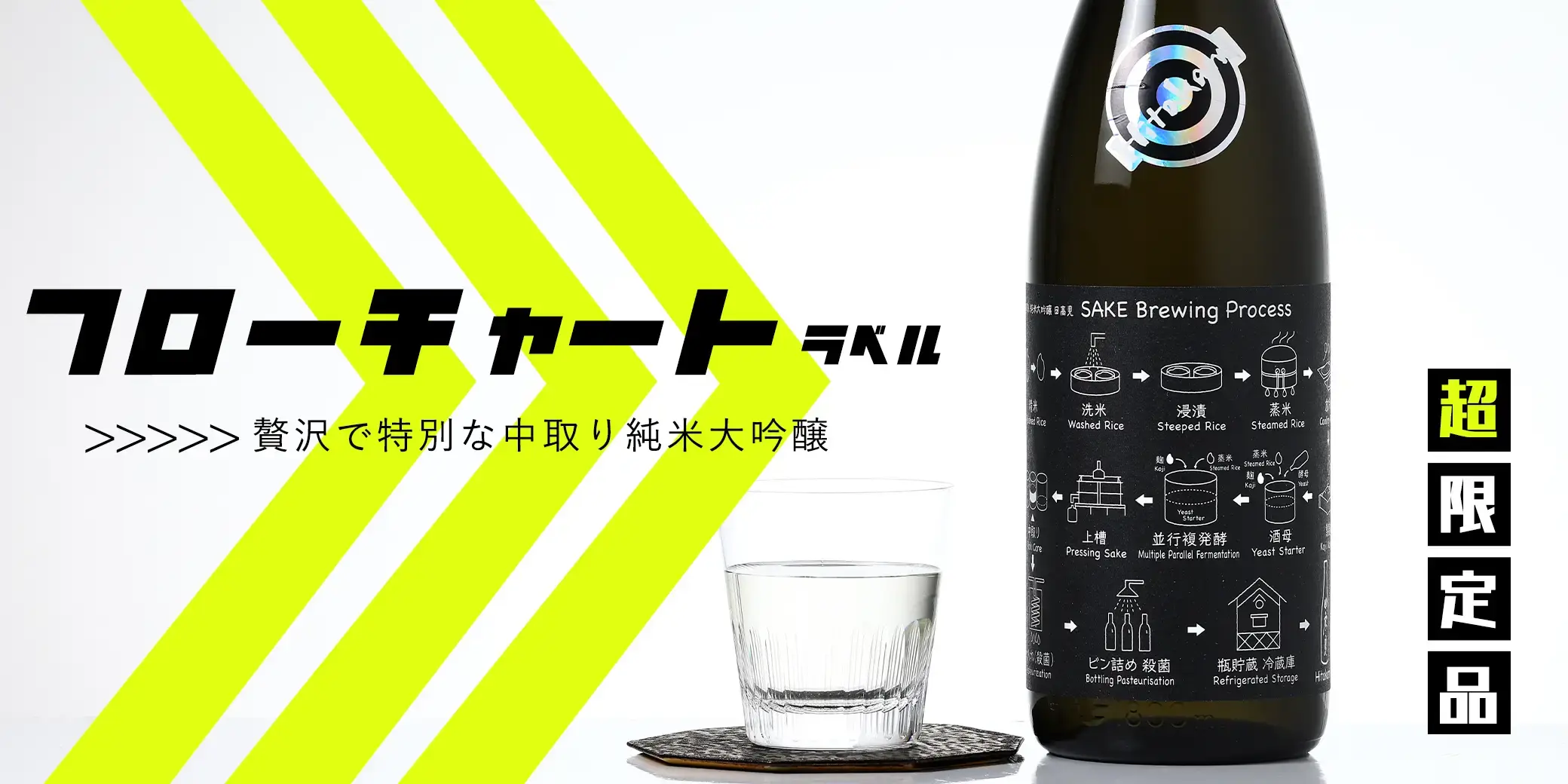 日高見 中取り 純米大吟醸 フローチャートラベル